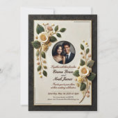 Luxueux Faire-part de mariage noir et or (Devant)