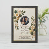 Luxueux Faire-part de mariage noir et or (Debout devant)