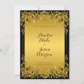 Luxueux Faire-part de mariage Regal Gold Frame (Devant)