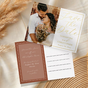 Luxueux Faire-Part de Mariage Terracotta & Or
