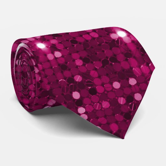 Luxueux Fuchsia Sequin Design Cravate (Roulé)