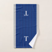 Luxueux Garçon Monogrammé Rayé Bleu (Serviette à main)