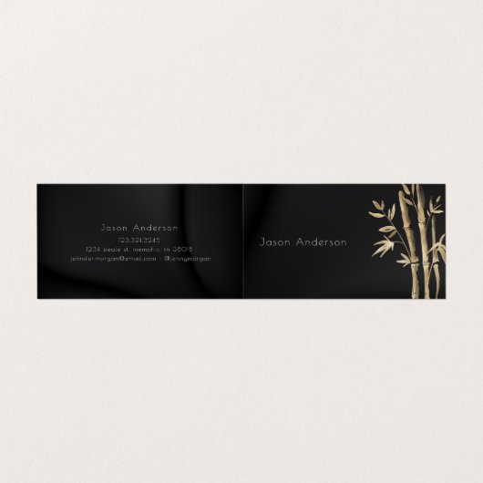 Luxueux Gold Bamboo QR Code Carte de visite (Extérieur déplié)