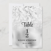 Luxueux gris blanc marbre argenté Numéro de table (Devant)