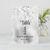 Luxueux gris blanc marbre argenté Numéro de table (Debout devant)