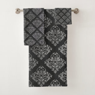 LUXUEUX JEU DE SERVIETTES D'ARGENT noir HAMPTON