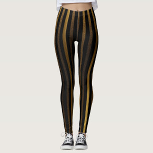 Luxueux Leggings à rayures noir et or