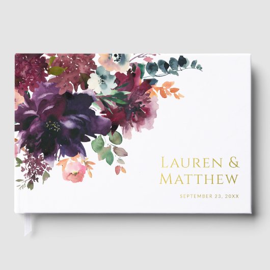 Luxueux Mariage floral d'aquarelle noire (Recto)