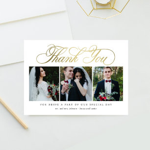 Luxueux Mariage Script Carte de remerciements Faux