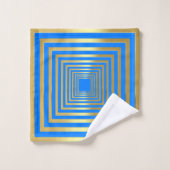 Luxueux néon bleu clair or nom serviette set (Gant de toilette)