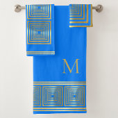 Luxueux néon bleu clair or nom serviette set