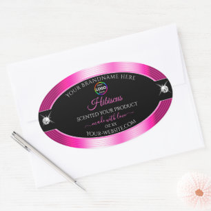 Luxueux noir brillant rose avec logo Étiquette pro