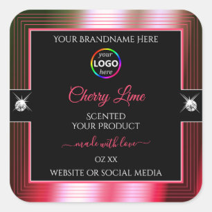 Luxueux noir brillant rouge vert logo Étiquette pr