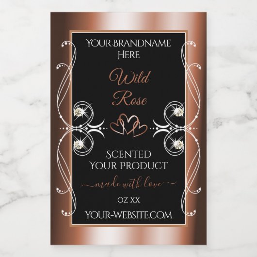 Luxueux Noir et Rose Gold Decor Étiquettes de prod (Étiquettes simples)