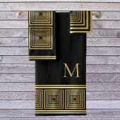 Luxueux noir or élégant monogramme Ensemble de ser