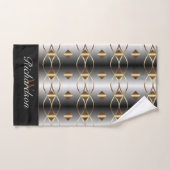 Luxueux Noir Or Et Argent Monogramme (Serviette à main)