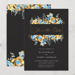 luxueux or turquoise floral enregistrer la carte d