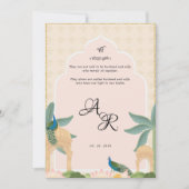 Luxueux pastel Mughal thème carte d'invitation Sik (Devant)