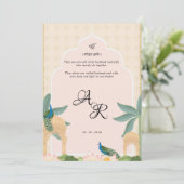 Luxueux pastel Mughal thème carte d'invitation Sik (Debout devant)