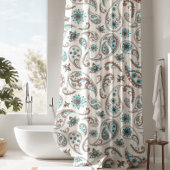 Luxueux rideau de douche bleu & blanc Paisley