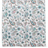 Luxueux rideau de douche bleu & blanc Paisley (Devant)