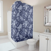 Luxueux rideau de douche Blue Paisley (En situation)