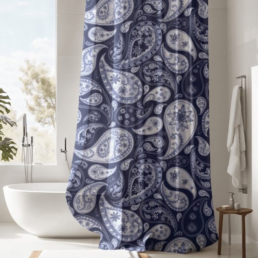 Luxueux rideau de douche Blue Paisley