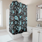 Luxueux rideau de douche Paisley Noir (En situation)