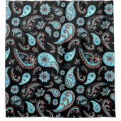 Luxueux rideau de douche Paisley Noir (Devant)