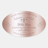 Luxueux Rose Golden Produit Étiquette Ornate Coeur (Devant)