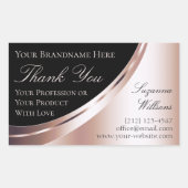 Luxueux Rose noir or Décor Merci Étiquette (Devant)