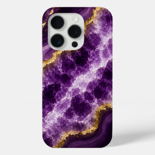 Luxueuze Amethist Marmer Geode iPhone 15 Pro Case