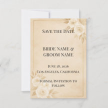 Luxueuze Beige & Gouden Save the Date Kaart