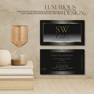 Luxueuze Black White Ombre Gold Lijst Monogram Visitekaartje