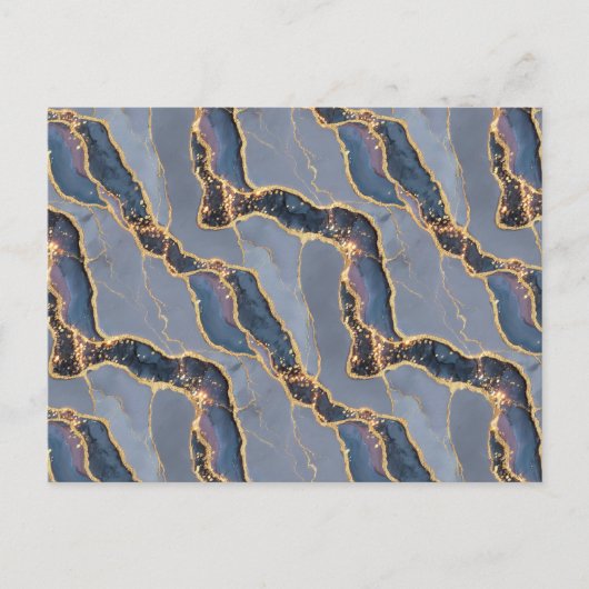 Luxueuze donkergrijze marmeren textuur met gouden briefkaart (Voorkant)