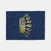 Luxueuze Esoteric Gold Crown Navy Fleece Deken (Voorkant (Horizontaal))