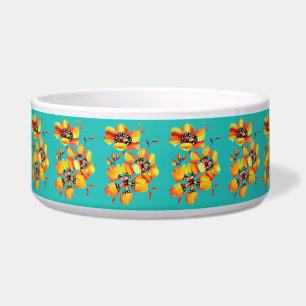 Luxueuze Glamoureus Elegant Oranje Flowers - Aqua Voerbakje