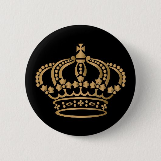 Luxueuze Gold Crown Black Ronde Button 5,7 Cm (Voorkant)