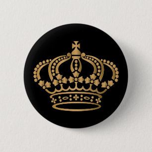 Luxueuze Gold Crown Black Ronde Button 5,7 Cm