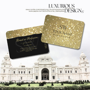 Luxueuze Gold Glitter Lumineuze Stars en Initialen Visitekaartje