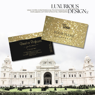Luxueuze goudglitter Luminous Sparkle Stars Logo Visitekaartje