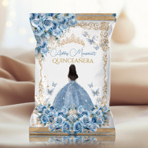 Luxueuze jurk blauwe gouden Quinceanera chipzak
