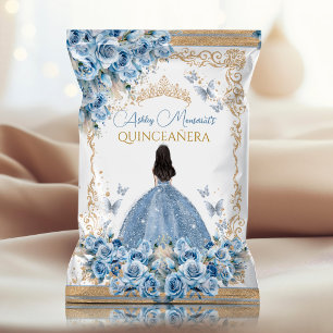 Luxueuze jurk blauwe gouden Quinceanera chipzak Flyer