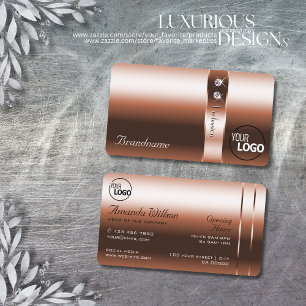 Luxueuze koperen blush glanzende diamanten en Logo Visitekaartje