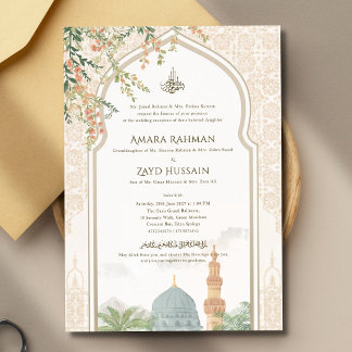 Luxueuze Masjid An-Nabawi Nikah Trouwuitnodiging Kaart