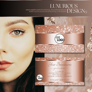 Luxueuze Roos Gold Glitter Sparkle Stars en Logo Visitekaartje