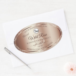 Luxueuze Rosegold Glitter-productlabels voegen Log Ovale Sticker