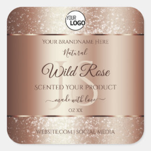 Luxueuze Rosegold Glitter-productlabels voegen Log Vierkante Sticker