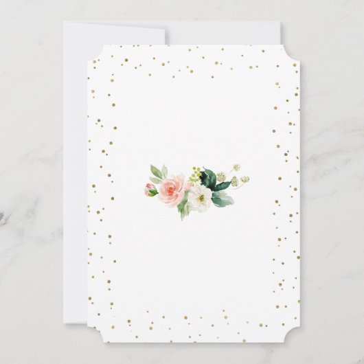 Luxueuze Roze Bloemige Gouden Glitter Bruiloft Fee Kaart (Achterkant)