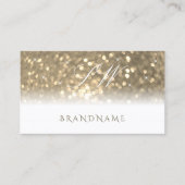 Luxueuze witte goudmousserende glittermonogram visitekaartje (Voorkant)
